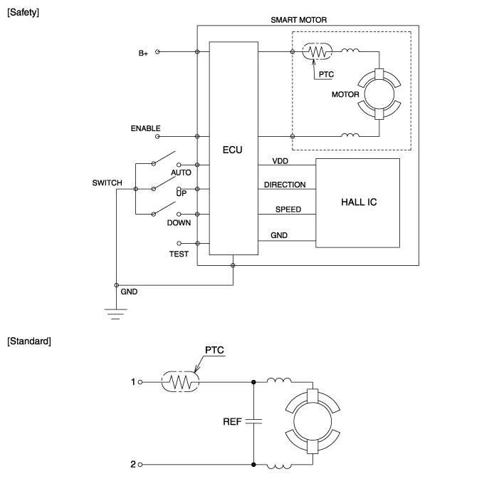 Hyundai Sonata - Power Window Motor Schematic Diagrams - Power Windows